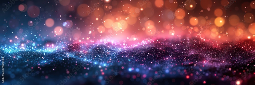Abstract Background with Glittering Particles and Bokeh Lights Abstract Background with Glittering Particles and Bokeh Lights
