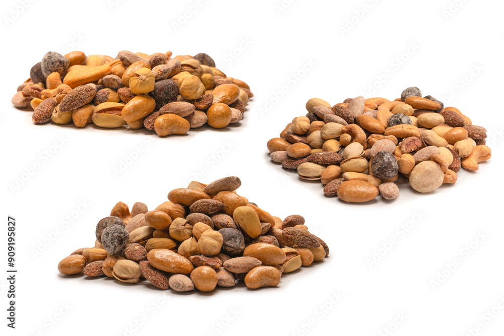 A group of almonds, pistachios, walnuts, macadamia, cashews. A group of almonds, pistachios, walnuts, macadamia, cashews.