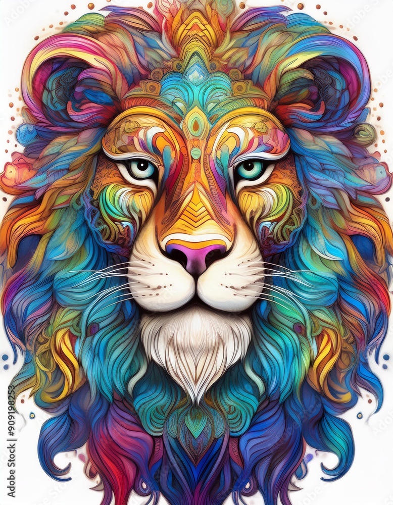 Psychadelic theme Lion. Spirit Animal totem guide illustration Psychadelic theme Lion. Spirit Animal totem guide illustration