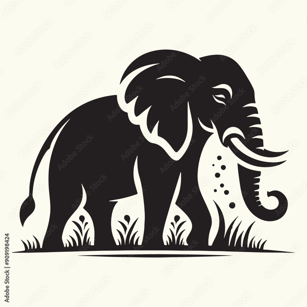 Obraz premium Elephant Animal Silhouette Vector Illustration Design