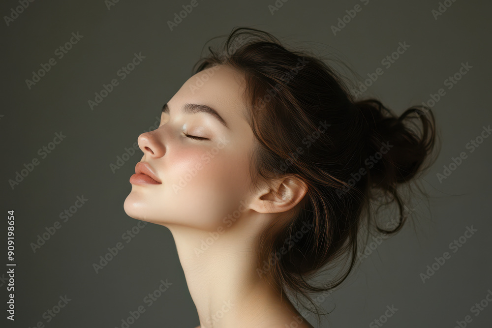 A close up of a girl's face with her eyes closed A close up of a girl's face with her eyes closed
