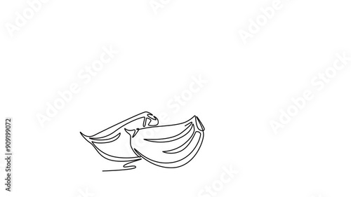 Wallpaper Mural Self drawing animation of single line draw of whole healthy organic garlic for plantation logo identity. Fresh cuisine seasoning concept for vegetable icon. Continuous line draw. Full length animated Torontodigital.ca