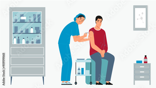 Doctor injecting vaccine to a patient