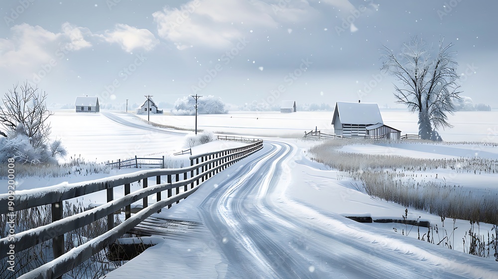 Obraz premium snow covered road