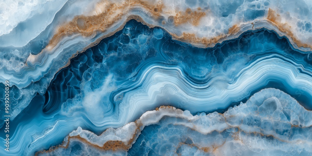 A blue and gold rock formation with a blue and gold swirl A blue and gold rock formation with a blue and gold swirl