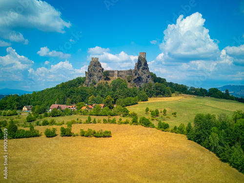 Trosky State Castle is a castle ruin in the municipality of Troskovice in the Liberec Region of the Czech Republic, build in the second half of the 14th century.. photo