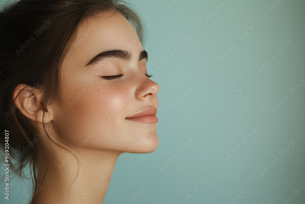 A close up of a girl's face with her eyes closed A close up of a girl's face with her eyes closed