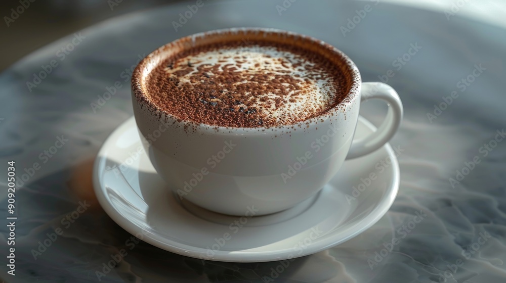Obraz premium A cup of coffee on a saucer on a table, ready to be enjoyed