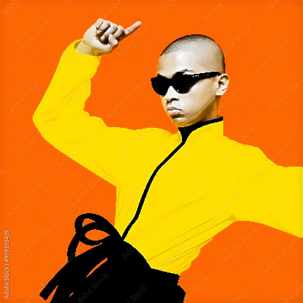 Man in Kung Fu Pose in Pop Art Style, 8 bit pixel graphics Man in Kung Fu Pose in Pop Art Style, 8 bit pixel graphics