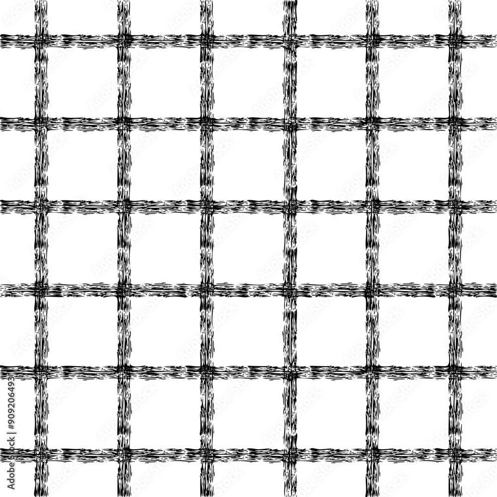 Fototapeta premium Vector hand drawn cute checkered pattern. Doodle Plaid geometrical simple texture. Crossing lines. Abstract cute delicate pattern ideal for fabric, textile, wallpaper