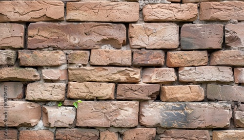Write about a brick wall with a mix of old and new bricks
