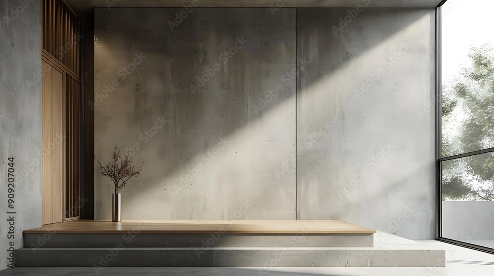 Room with empty concrete wall background in modern house minimal interior design of cozy hom Room with empty concrete wall background in modern house minimal interior design of cozy hom