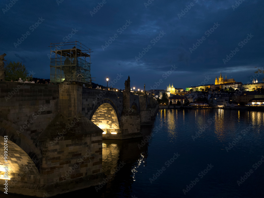 Prague Charles bridge at night. Prague Charles bridge at night.