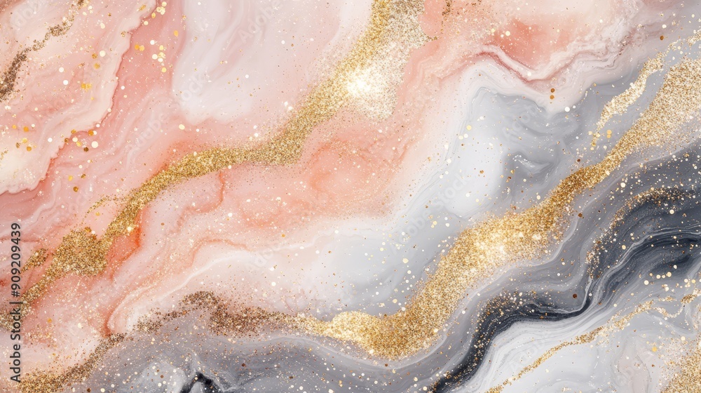 Fototapeta premium Abstract marble texture in pastel soft color with glitter sparkles with shimmering glitter details. Marble stone flat top view backgrounds