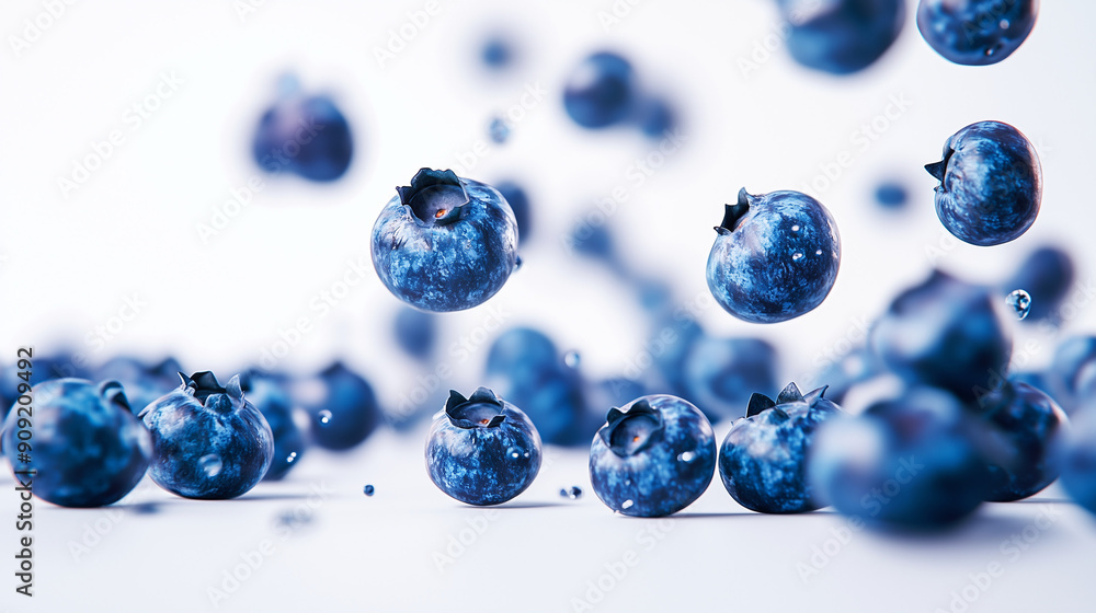 Bunch of blueberries falling on the ground Bunch of blueberries falling on the ground