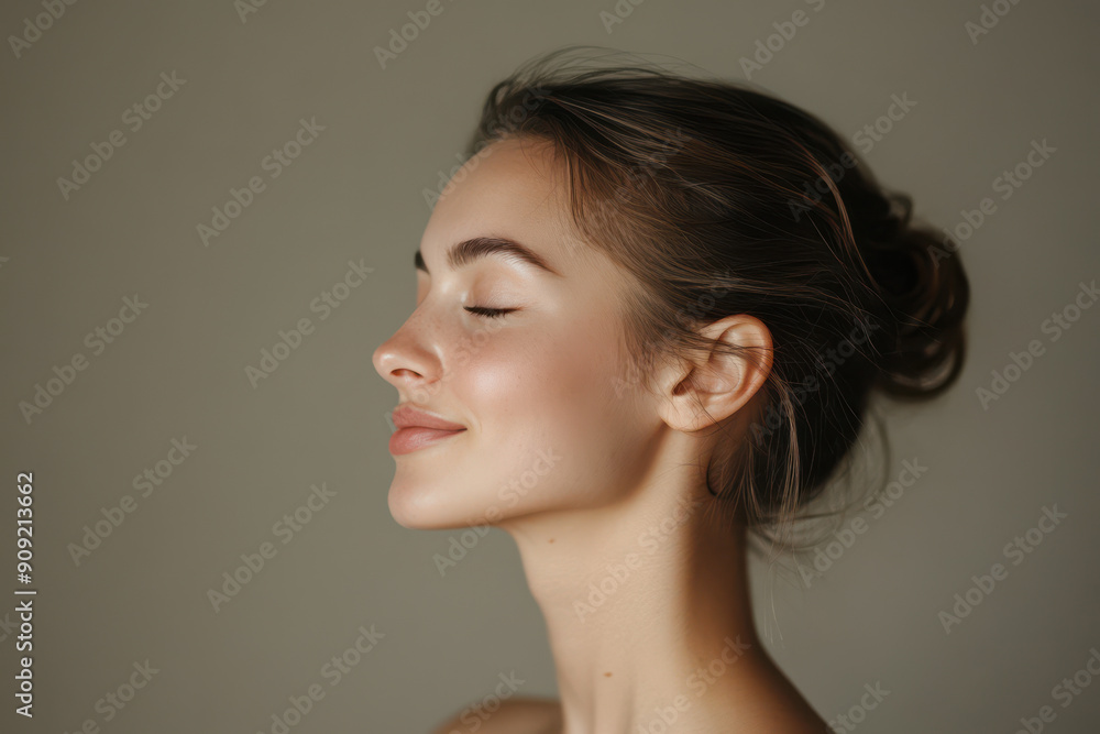 A close up of a girl's face with her eyes closed A close up of a girl's face with her eyes closed