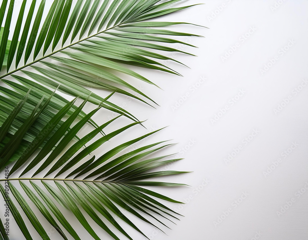 Fototapeta premium Coconut leaf fronds on a white background