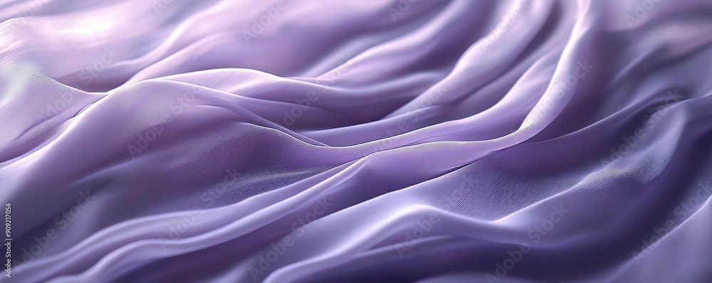 Obraz premium Soft lavender silk fabric with gentle folds, close-up. Elegant textile texture concept