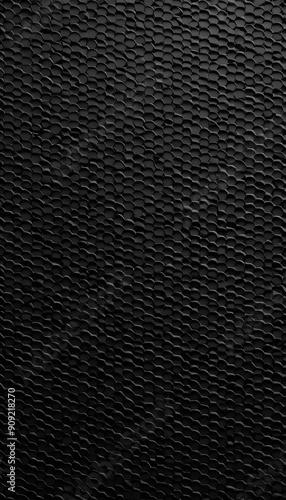 A textured black surface with wavy, undulating patterns resembling crumpled fabric or paper. The design creates a sense of depth and movement, ideal for backgrounds or abstract art.