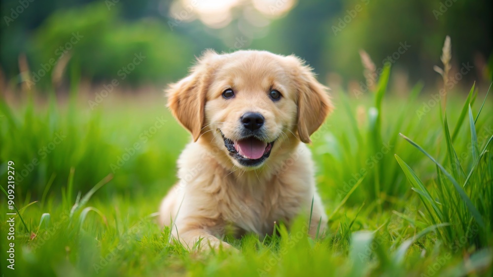 Golden Retriever Puppy Smiles from the Grass, Portrait, Close-up, Outdoors, Puppy, Golden Retriever, Dog Golden Retriever Puppy Smiles from the Grass, Portrait, Close-up, Outdoors, Puppy, Golden Retriever, Dog