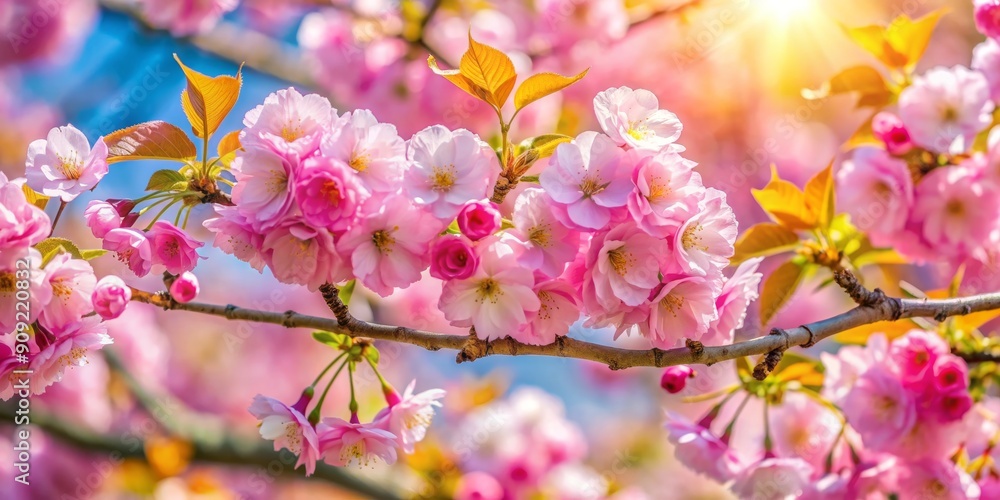 Pink Cherry Blossoms in Sunlight, Spring Bloom, Cherry Tree, Japanese Flowers, Nature Pink Cherry Blossoms in Sunlight, Spring Bloom, Cherry Tree, Japanese Flowers, Nature