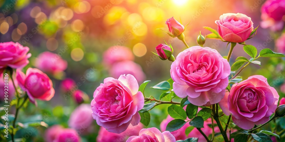 Pink Rose Bloom in Sunlight, Close-up, Soft Focus, Floral Photography, Rose, Garden, Nature Pink Rose Bloom in Sunlight, Close-up, Soft Focus, Floral Photography, Rose, Garden, Nature
