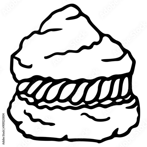 cream puff with texture hand drawn outline illustration