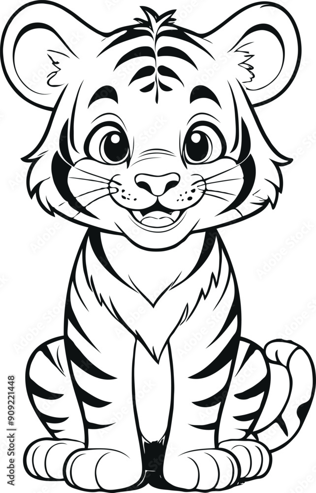 Vector Cute Male Child Tiger Smiling Outline Illustration Vector Cute Male Child Tiger Smiling Outline Illustration