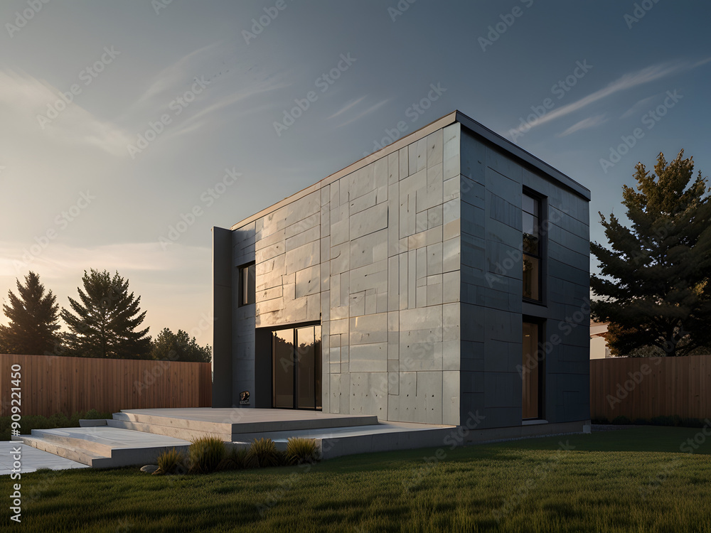 Obraz premium Smart Home with Interactive Color-Changing Fiber Cement Siding