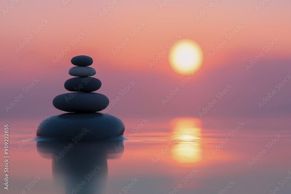 Zen stones on the beach