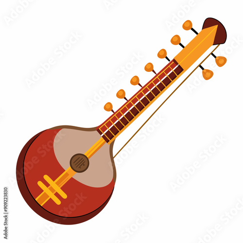  Veena Instrument on White Background