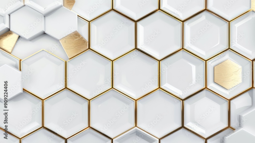 White and Gold Hexagonal Pattern White and Gold Hexagonal Pattern