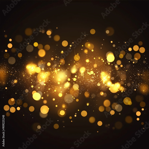 small Golden bokeh lights background 