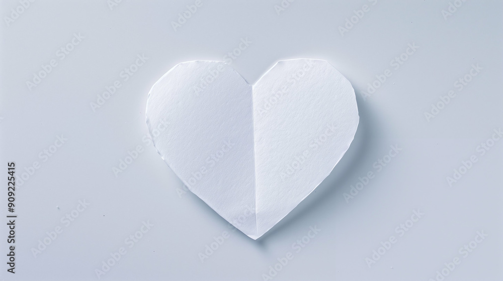 White Paper Heart Symbolizing Love and Affection. Simple and Clean Paper Craft with Elegant Design. Ideal for Romantic Themes and Creativity White Paper Heart Symbolizing Love and Affection. Simple and Clean Paper Craft with Elegant Design. Ideal for Romantic Themes and Creativity
