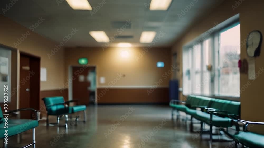 Empty Waiting Room with Green Chairs and Windows Empty Waiting Room with Green Chairs and Windows