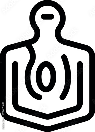 Line icon of a human body highlighting stomach pain, ideal for health and medical topics