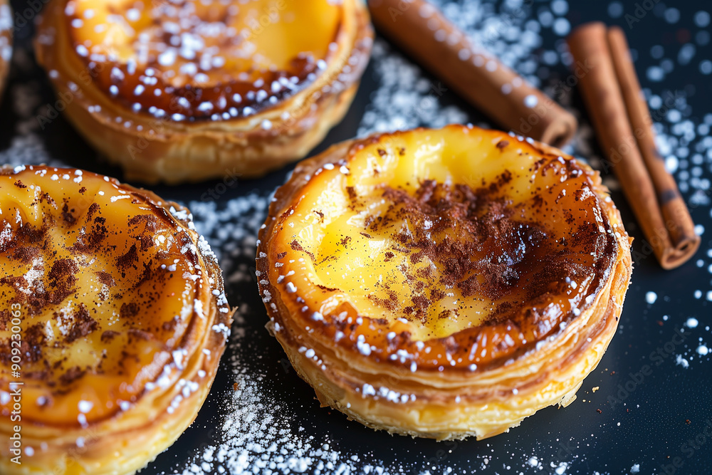 Traditional Portuguese custard tarts or Pastel de Nata Traditional Portuguese custard tarts or Pastel de Nata