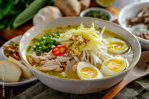 Chicken Soto or Soto Ayam in Indonesia. traditional Indonesian photo