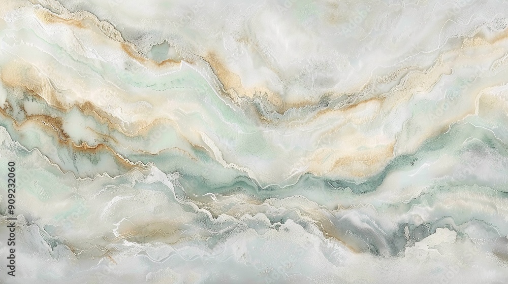 Obraz premium White and gold design on the top and bottom, close-up of a painting on the bottom right of image