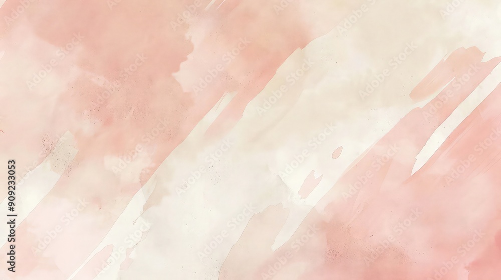 Fototapeta premium Soft Pink and Beige Watercolor Background – Minimal Abstract Brush Stroke Texture.