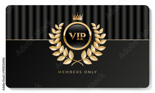 Premium VIP card  in black color with golden elements. Vector illustration