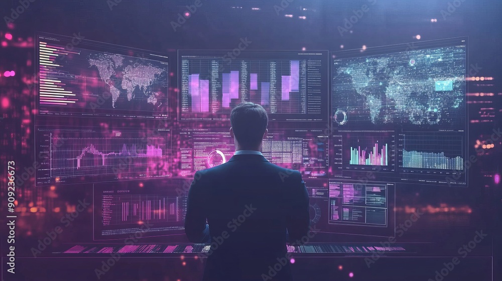 Data analytics and insights powered by big data and AI technologies with a data businessman analyzing complex information using artificial intelligence for business analytics dashboard Data analytics and insights powered by big data and AI technologies with a data businessman analyzing complex information using artificial intelligence for business analytics dashboard
