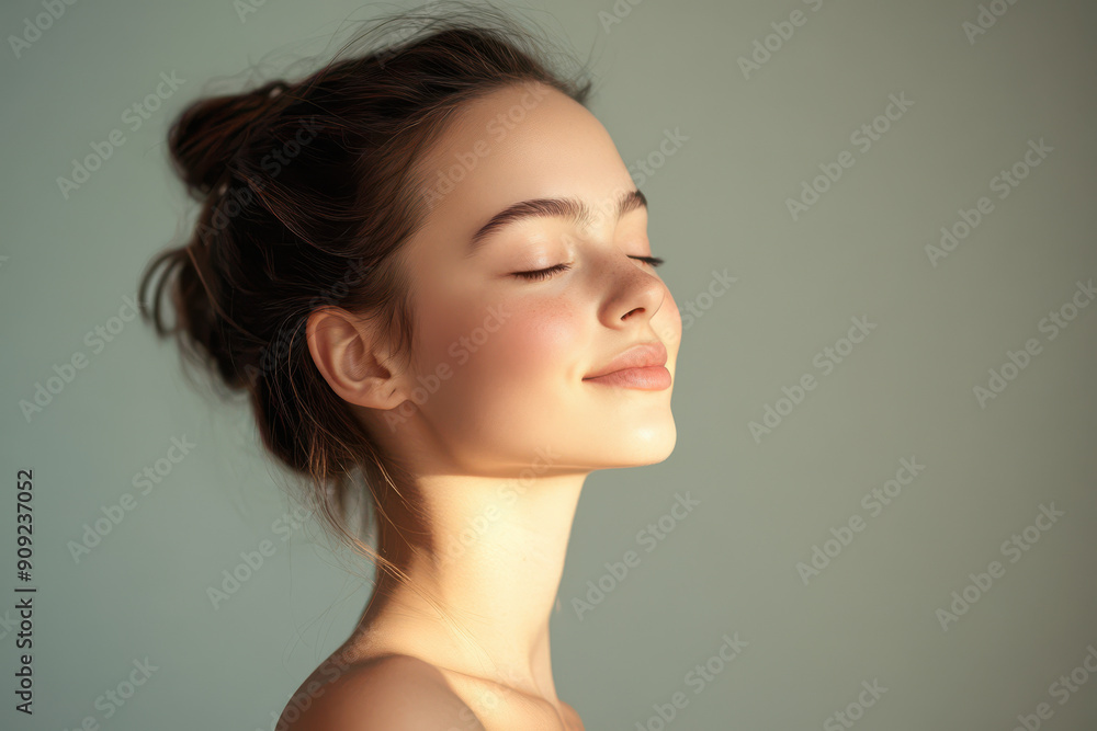 A close up of a girl's face with her eyes closed A close up of a girl's face with her eyes closed