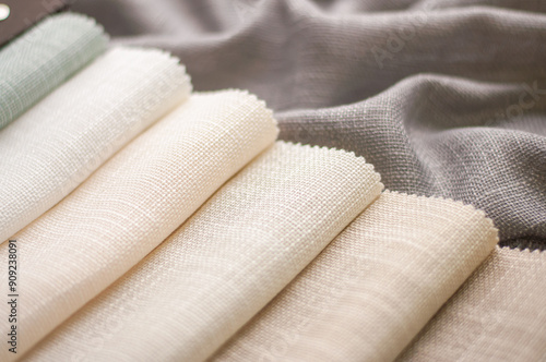 Fabric in milk, beige and gray colors for home textiles and curtains