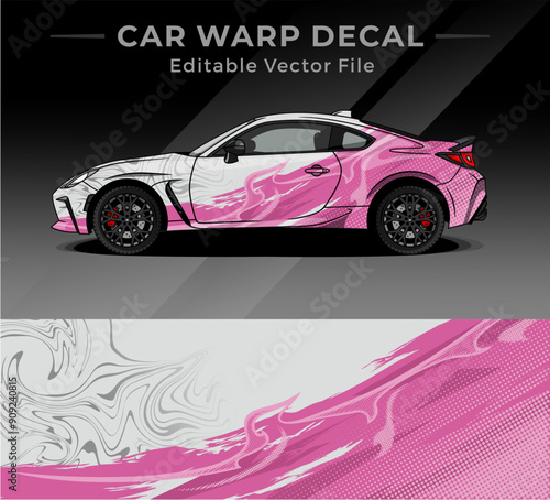 Illustration Car Warp Decal Vector Motif With Mockup Car  Creative 