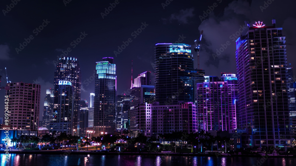 Obraz premium City Skyline at Sunset with Dramatic Clouds