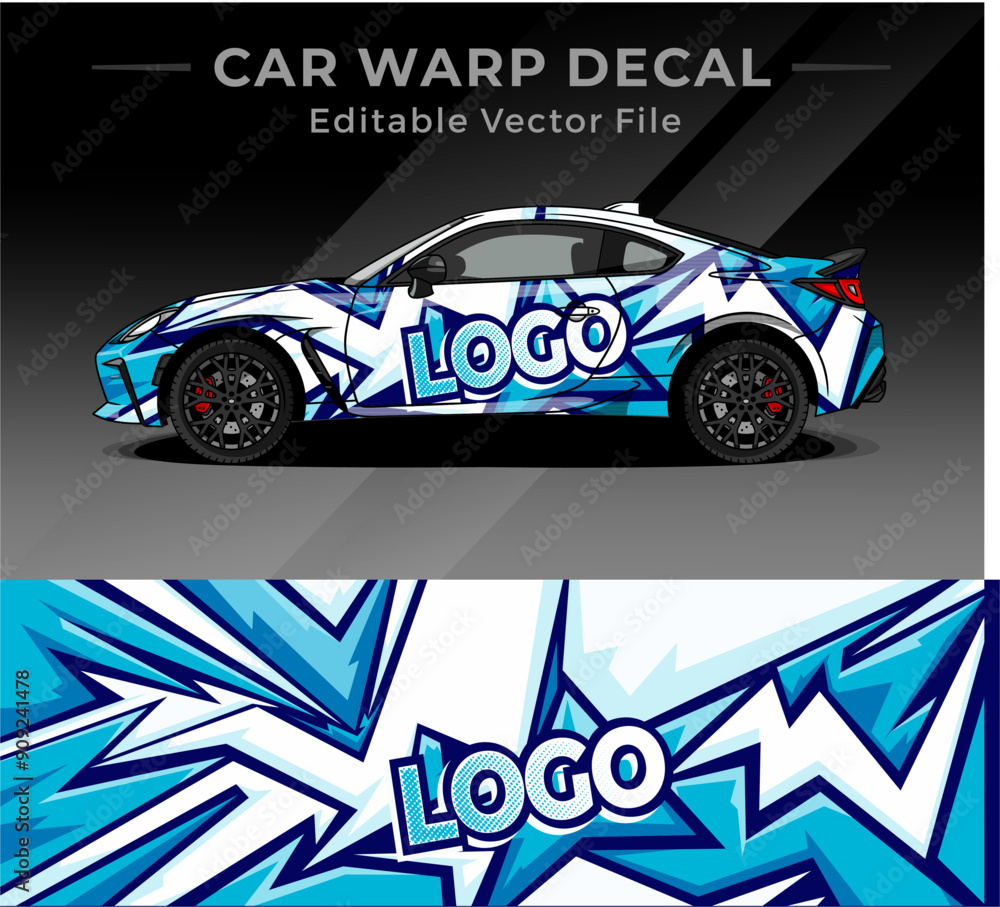 Illustration Car Warp Decal Vector Motif With Mockup Car Creative Illustration Car Warp Decal Vector Motif With Mockup Car Creative