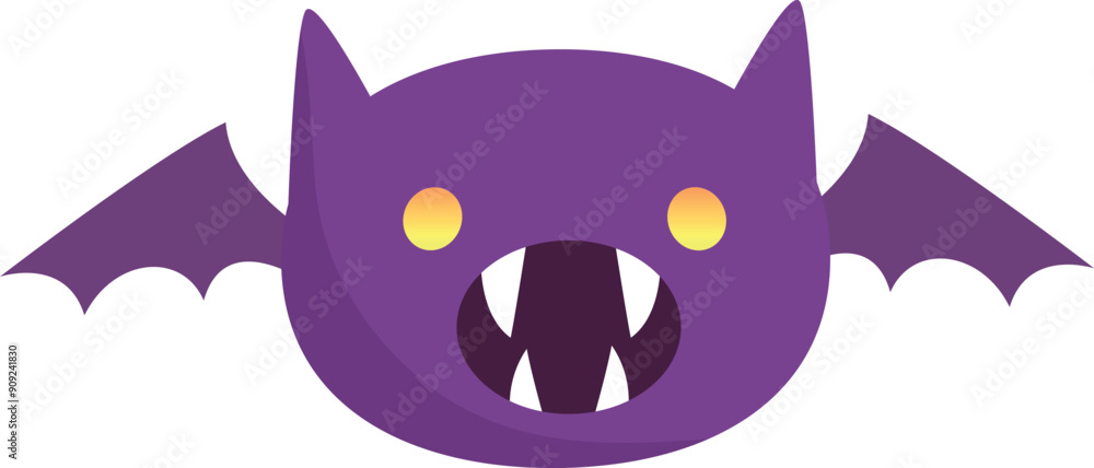 Halloween bat with sharp teeth. Flying cartoon monster Halloween bat with sharp teeth. Flying cartoon monster