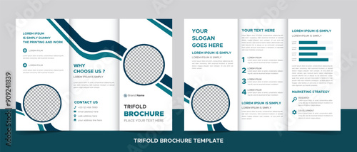 Corporate Medical Business Trifold Brochure Template Layout Design with Image Replaceable Shape.	