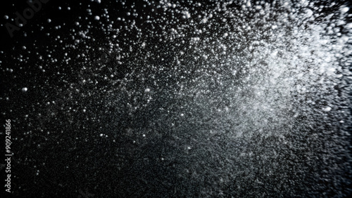 Distressed white grainy texture with dust overlay textured. Grainy noise particles and snow effect on a black background